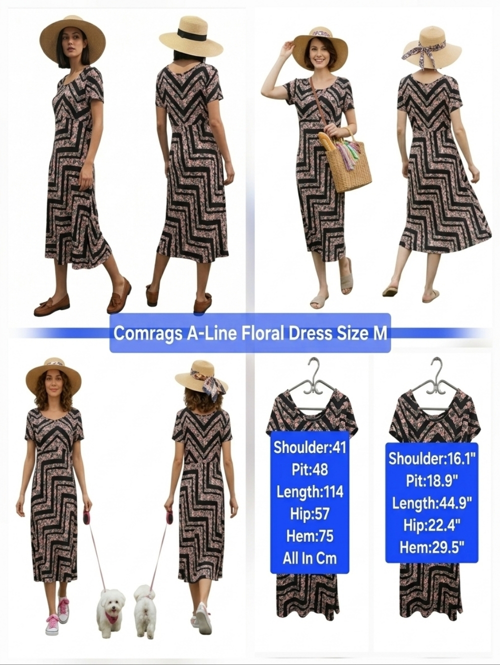 Comrags A-Line Floral Dress Size M
